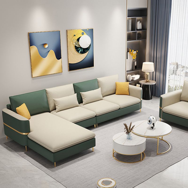 35.4"H Modern Square Arm Faux Leather Sofa& Chaise for Living Room
