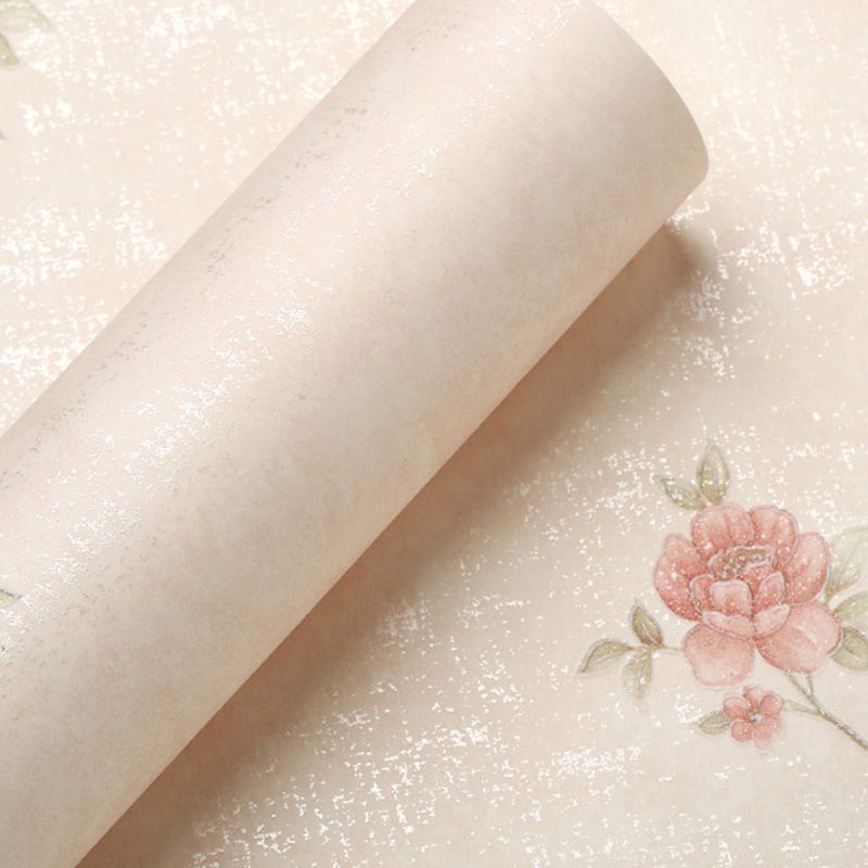Rustic Peony Printed Wallpaper for Living Room 57.1-sq ft Wall Covering in Pastel Color