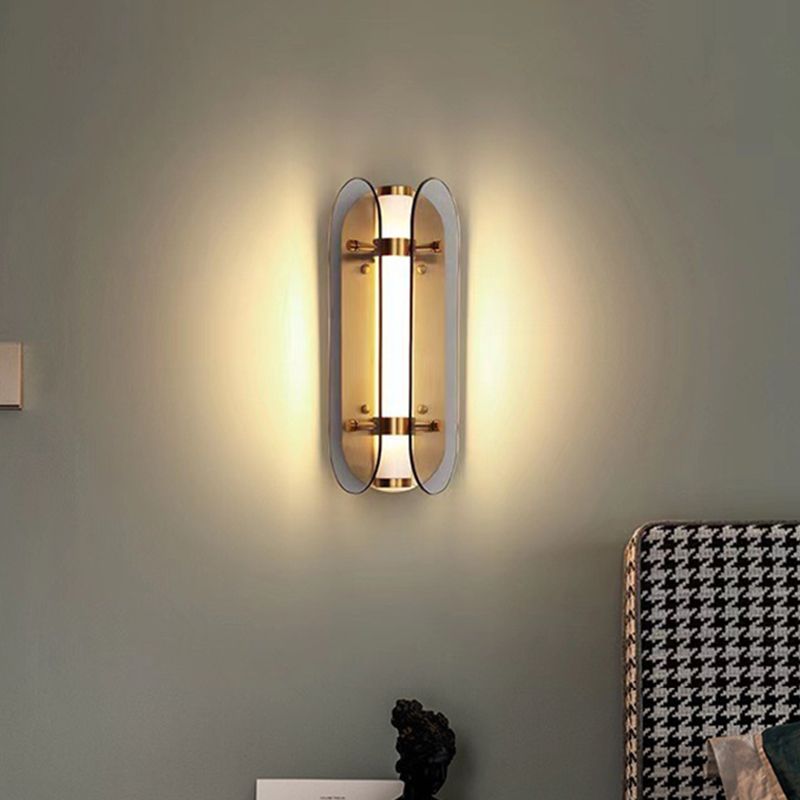 Modern Glass Wall Sconce Cylinder Shape Wall Light with Acrylic Shade for Living Room