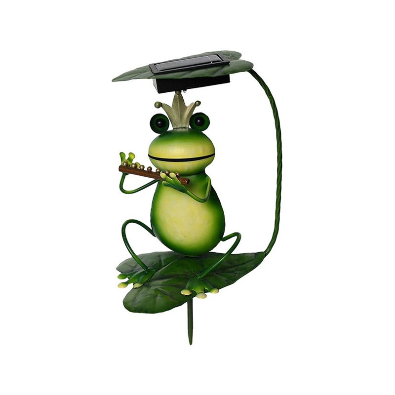 Frog and Violin/Guitar/Crown Solar Lamp Countryside Metal Green LED Ground Lighting for Garden