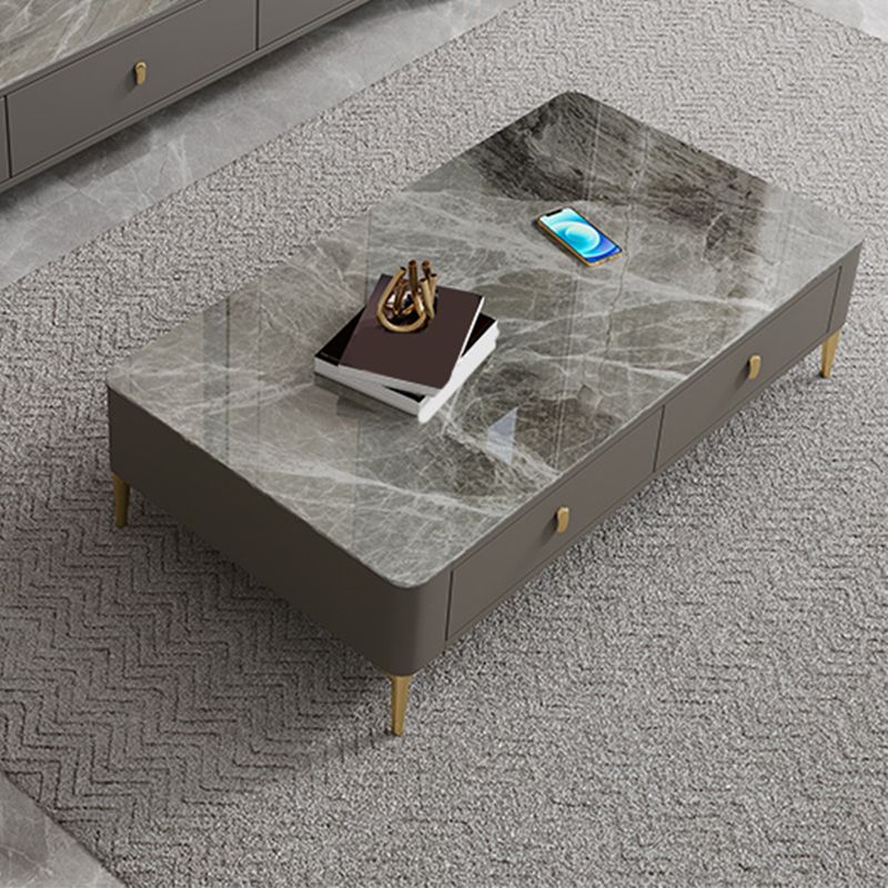 47.2" W x 25.6" D x 16.14" H Stone Coffee Table 4 Legs Cocktail Table