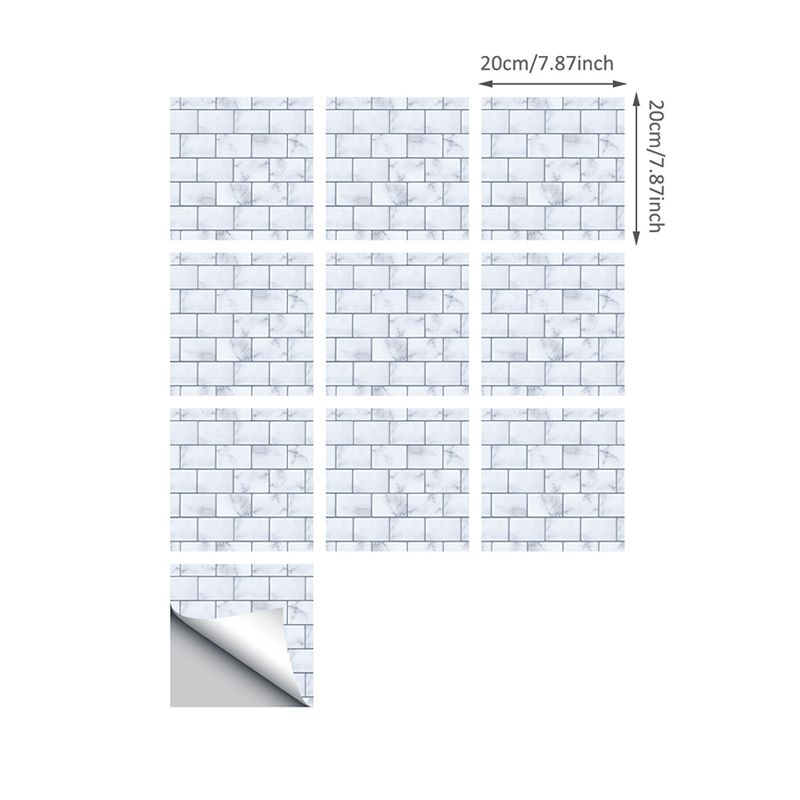 Smooth Blue Wallpaper Panel Country Style Faux Brick Stick On Wall Covering, 8' L x 8" W