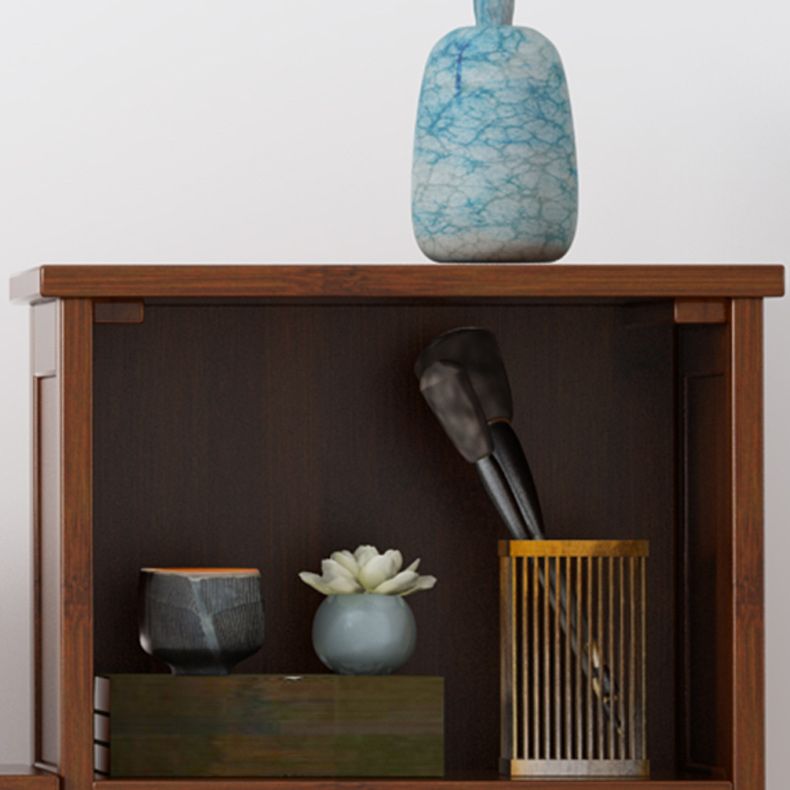 Mid-Century Modern Accent Chest with Drawers and Shelf in Brown
