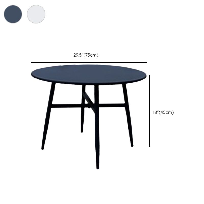 Contemporary Metal Patio Table Round Water Resistant in White/Black