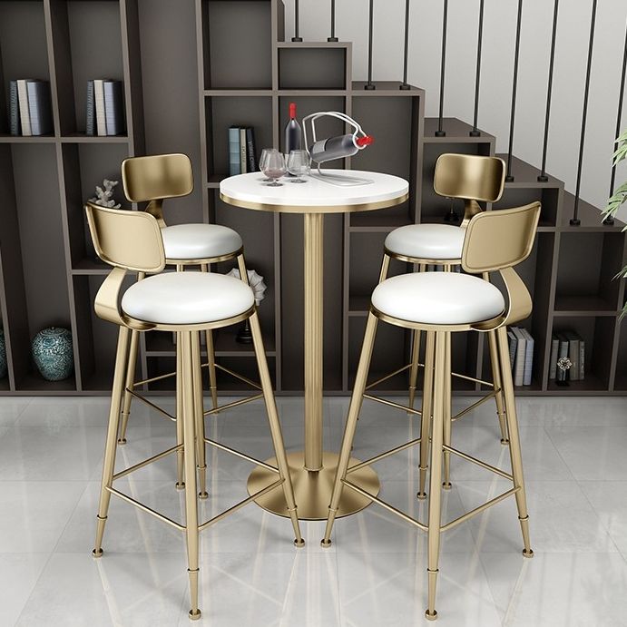 Moderner Bar Esstisch rund und quadratische Barhöhe Cocktailtisch mit Eisenbasis