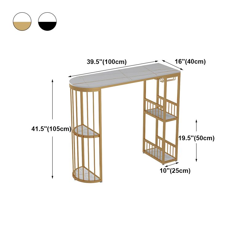 Modern Bar Dining Table with Shelves Iron Base Bar Height Cocktail Table