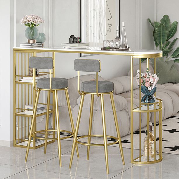 Modern Style Bar Table Set 1/3 Pcs White Granite Bar Table Set