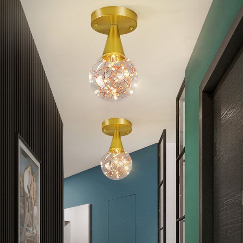 Kogelschaduwcorridor spoeling licht bevestiging helder glas eenvoudig led plafondlicht in goud