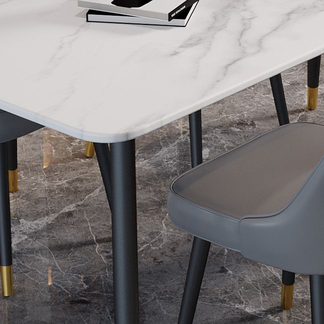 Industrial Kitchen Dinner Table Rectangle Stone 4 Legs Dining Table