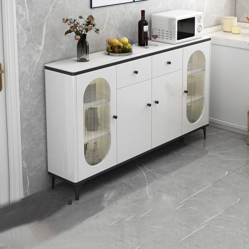 Contemporary Display Stand Faux Wood Storage Cabinet for Living Room