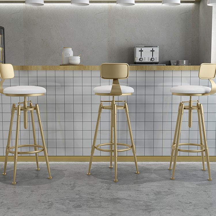 Glam Rotatable Liftable Counter Stool Iron Cafe Bar Stool with Cushion and Pedal