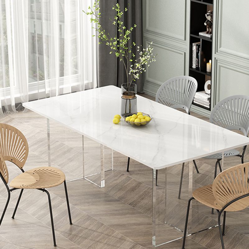 Contemporary Dinette Table Rectangle Stone Dining Table for Dining Room
