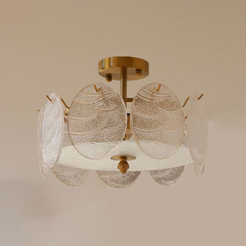Plafonnier de forme ronde, montage encastré en fer de Style Simple et moderne avec abat-jour en verre pour le salon