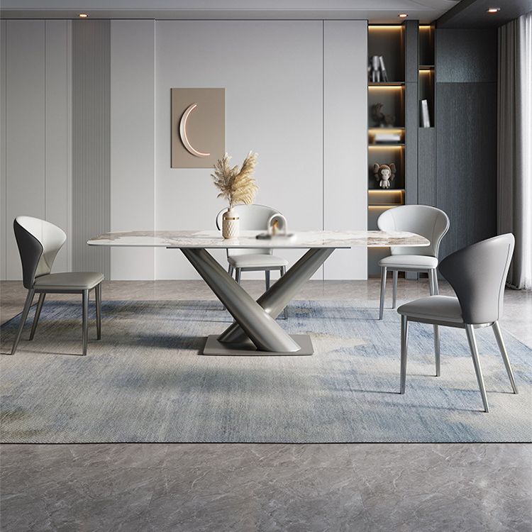 Designer Style 1/2/4/5/7 Pieces Dining Set Sintered Stone Dining Table with Leather Chairs