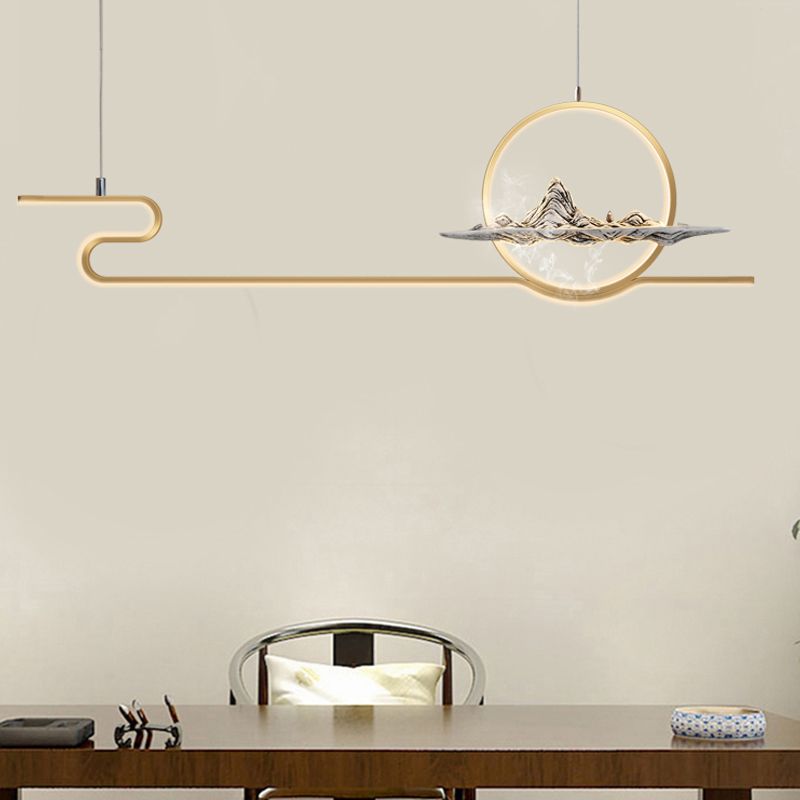 Linear de la iluminación de la isla Linencia colgante de 2 luces de metal moderno