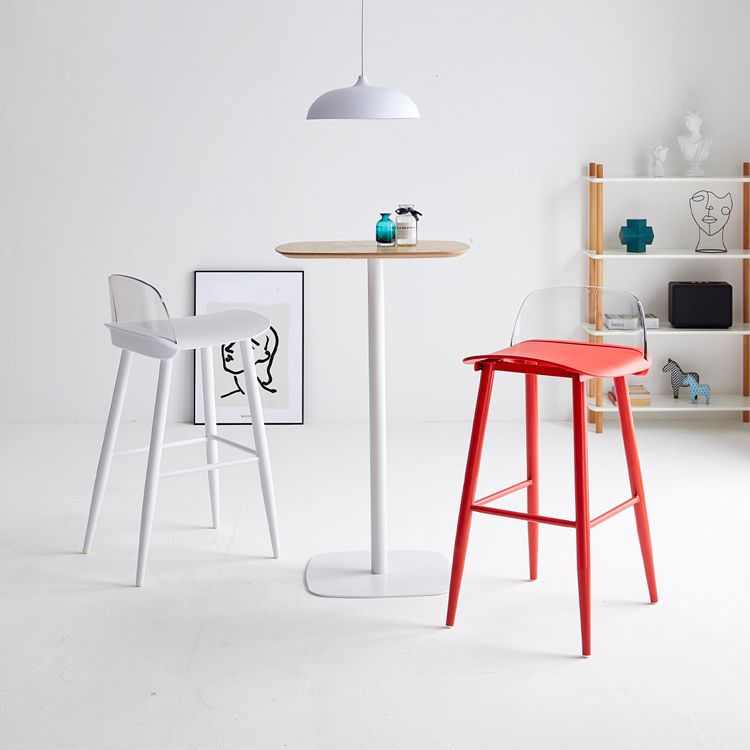 Coffee Shop Footrest Scandinavian Stool Matte Finish Plastic Barstool
