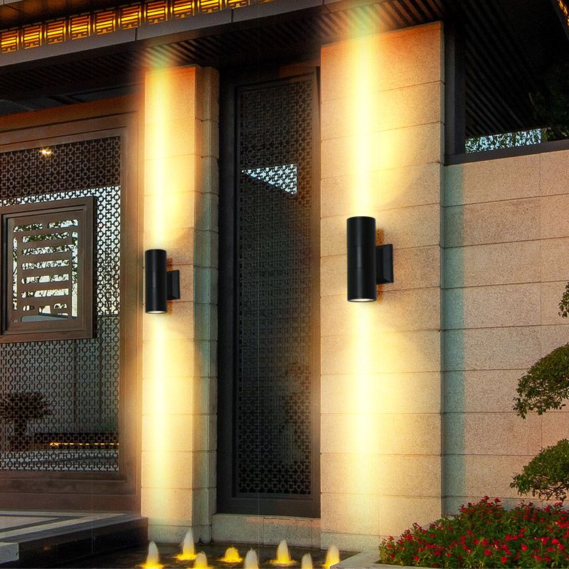 Modern Black Aluminum Wall Light Fixture 2-Light Outdoor Wall Sconce Light