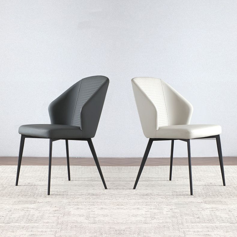 Kitchen Modern Wingback Parsons Chair Armless Dining Chairs in Black Legs