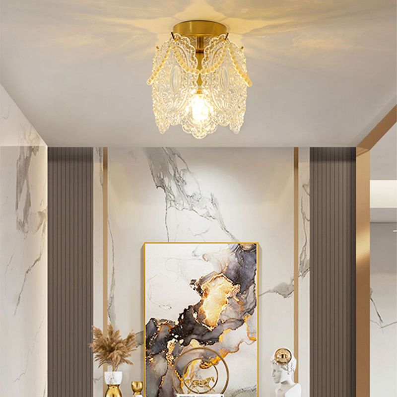 Modern Simple Ceiling Light Geometry Shape Ceiling Lamp with Glass Shade for Bedroom