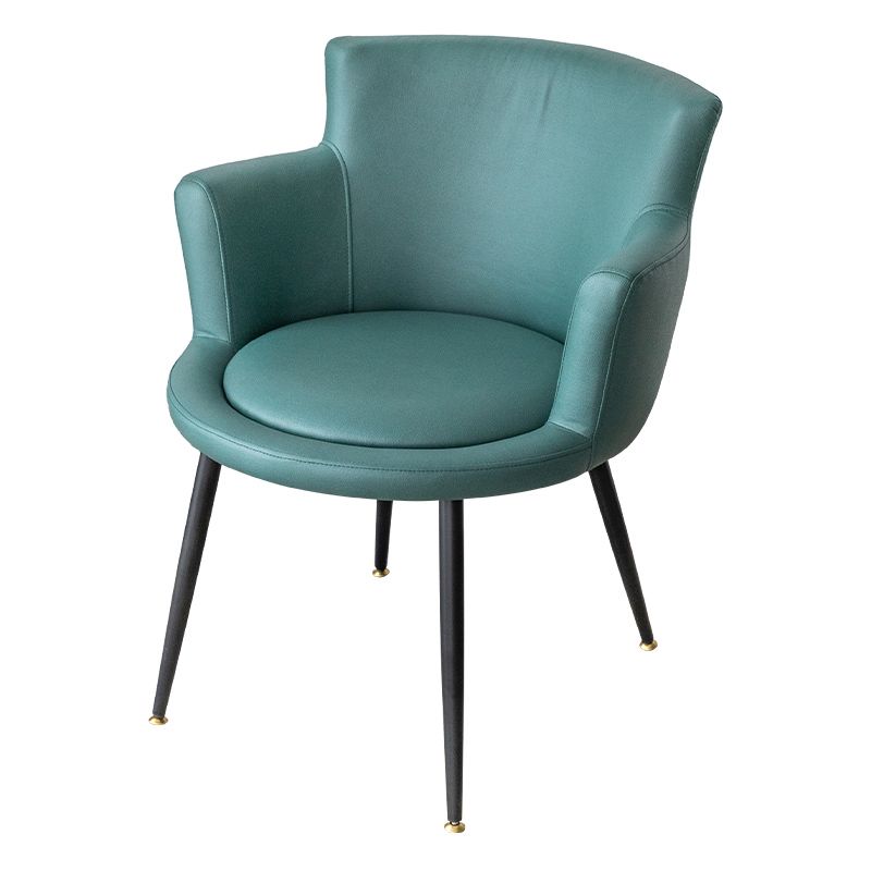 Silla de comedor tapizada con brazo contemporáneo de metal, silla de comedor individual