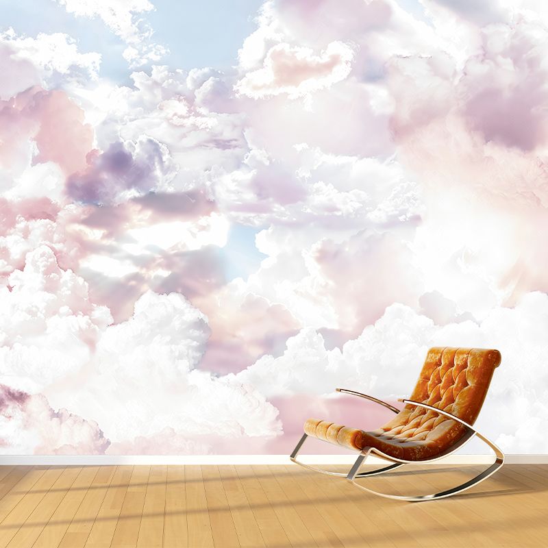 Simple Cloud Wall Mural Decal for Girl's Bedroom, Pastel Pink, Personalized Size Available