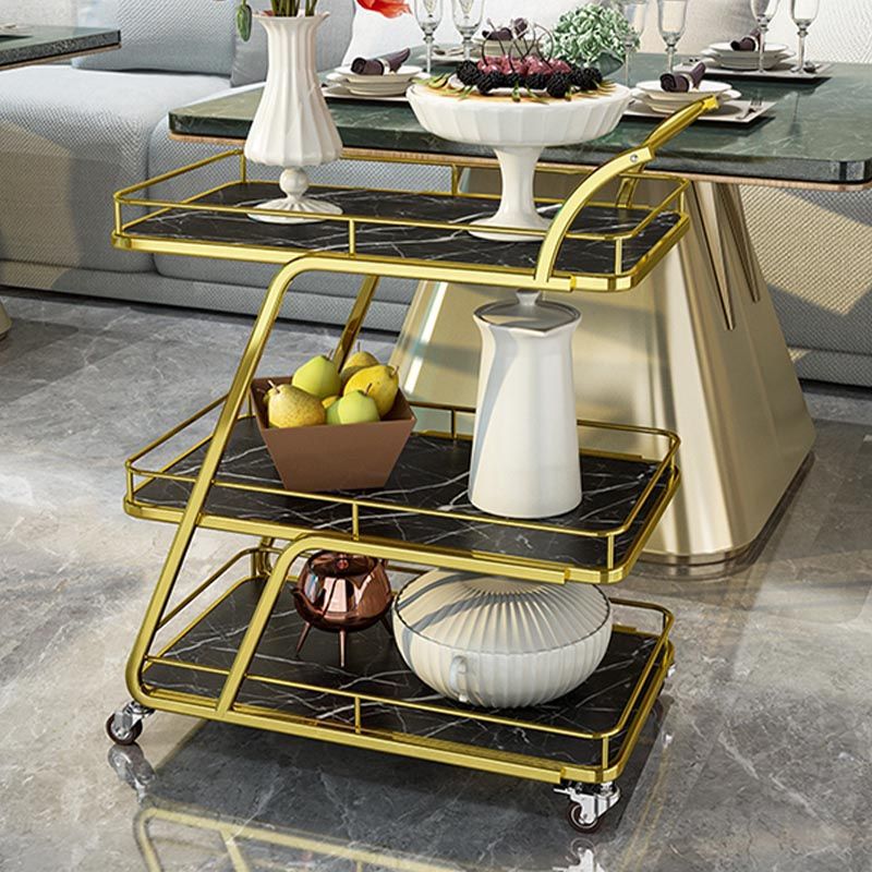 Contemporary Metal Prep Table 35.43"H Rolling Prep Table for Dining Room