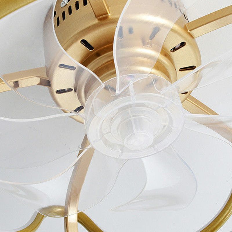 Modern Style Ceiling Fan Lamp Metal Ceiling Fan Lighting in Golden for Living Room