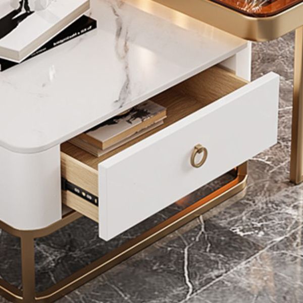 Slate Square End Table Frame Modern Coffee Table with Drawer