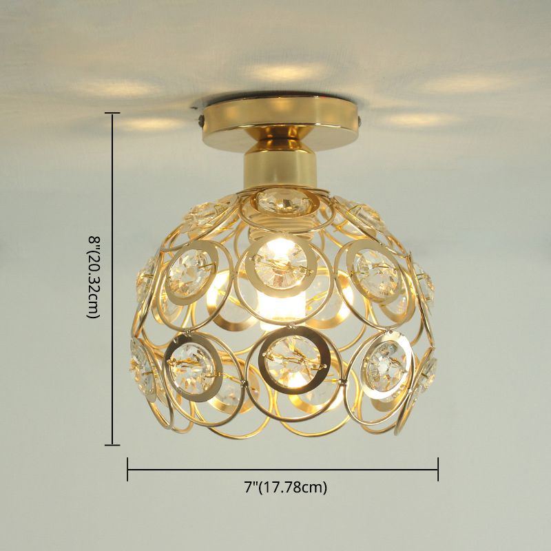 7 "breedte hedendaags stijl mini plafond licht metaal frame met kristal kralen semi-flush montage verlichtingsarmatuur