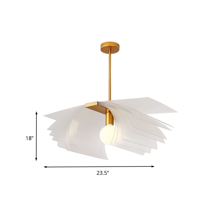Modernist Paper Shape Semi Flush Acrylic Dining Room LED Flush Mount Ceiling Light in Gold