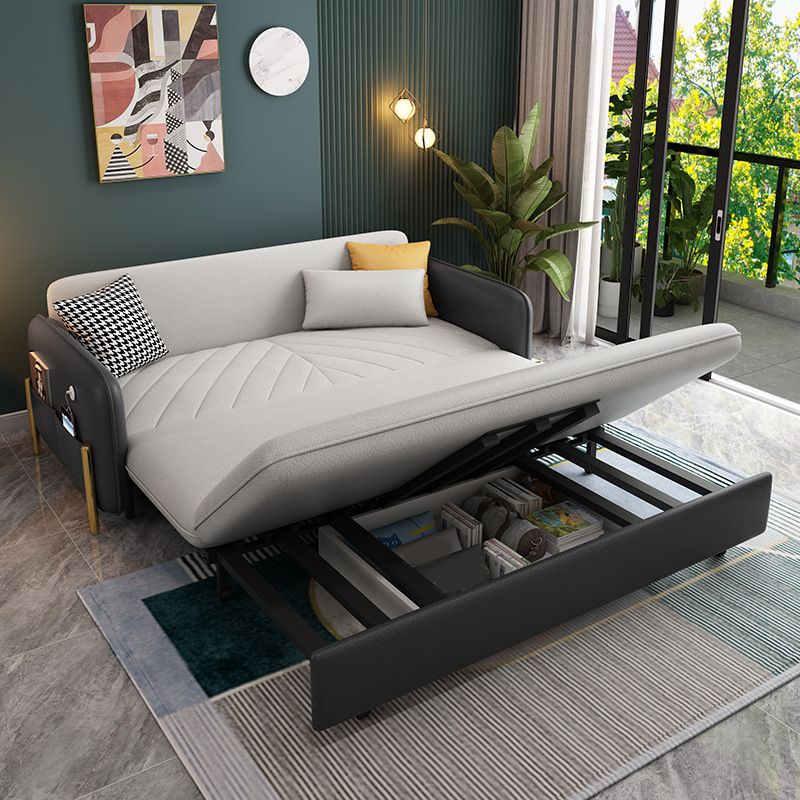 Glam Style Sofa Bed Square Arm Sleeper Sofa,31.49" Wide with Storage