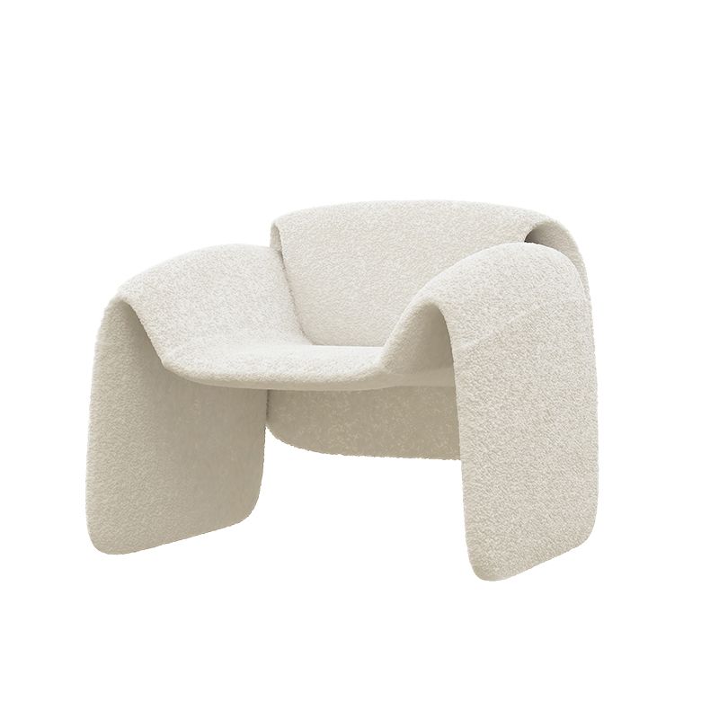 Modern Round Arms Barrel Chair Fixed Back Barrel Accent Chair for Bedroom