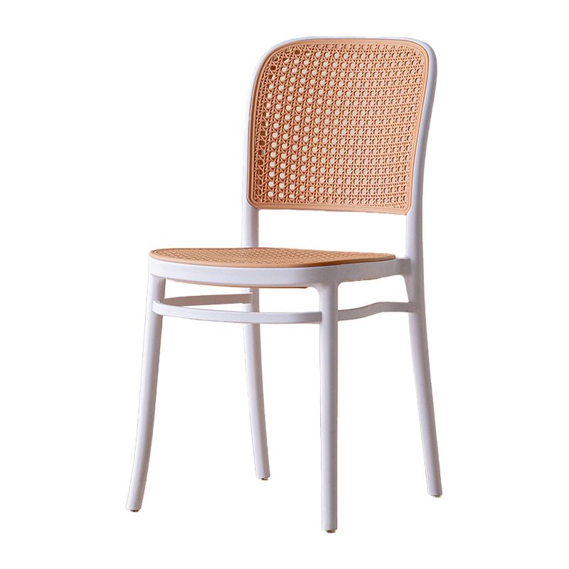 Silla sin brazos de comedor de plástico moderno, silla lateral de comedor con respaldo abierto para uso en restaurantes