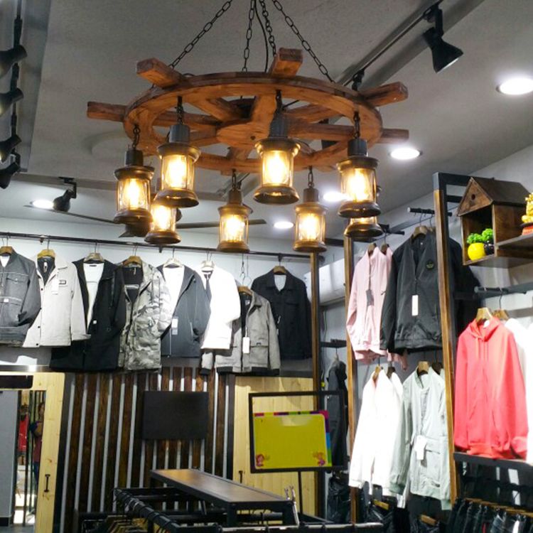 Accesorios de iluminación de lámpara de madera de timón lámpara de lámpara colgante