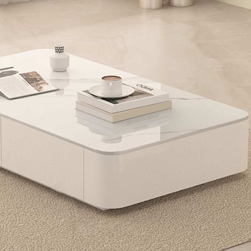 Block Rectangular Coffee Table Modern Single Coffee Table with Drawers