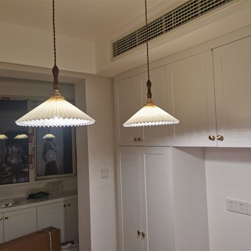 Conical Hanging Pendant Light Minimalist Wood Dining Room Hanging Light Fixture