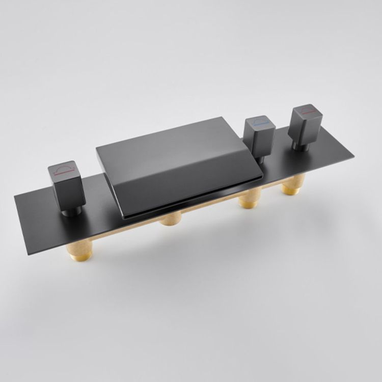 Modern Bath Faucet Trim Brass with Handheld Shower Deck-Mount Roman Bathtub Faucet