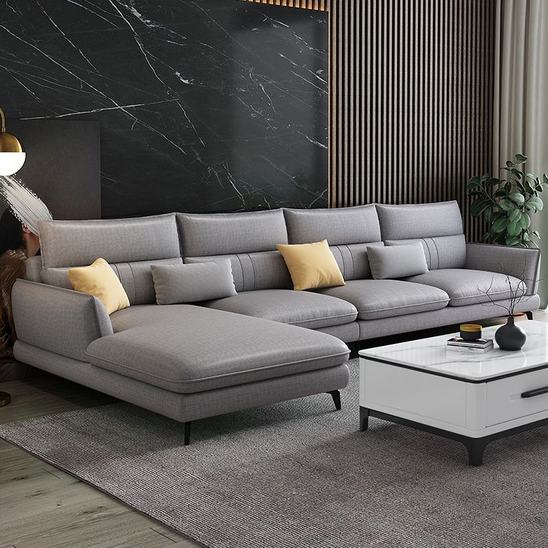 Contemporary Stationary Faux Leather Recessed Arm Sofa Chaise