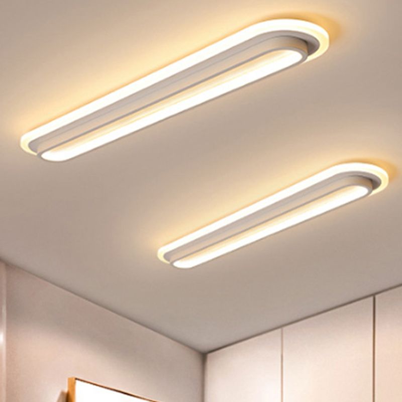 Lámpara de techo empotrada ovalada, lámpara de techo LED de metal contemporánea en blanco y negro con difusor acrílico en luz blanca/cálida, 19"/23"/31" de ancho