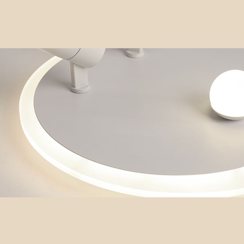 Plafonnier en fer moderne encastré rond avec 2 spots