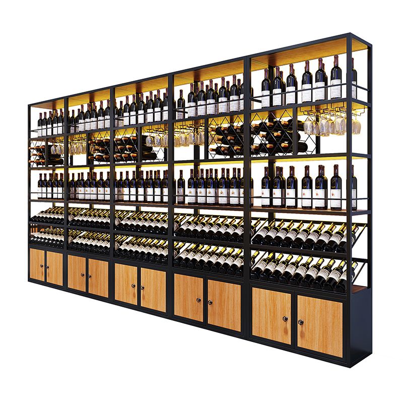 Modern Floor Wine Bottle & Glass Rack Metal Stackable Wine Rack