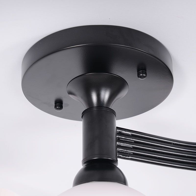 Black Multi Lights Semi Flush Mount Traditional White Glass Ceiling Light for Living Room