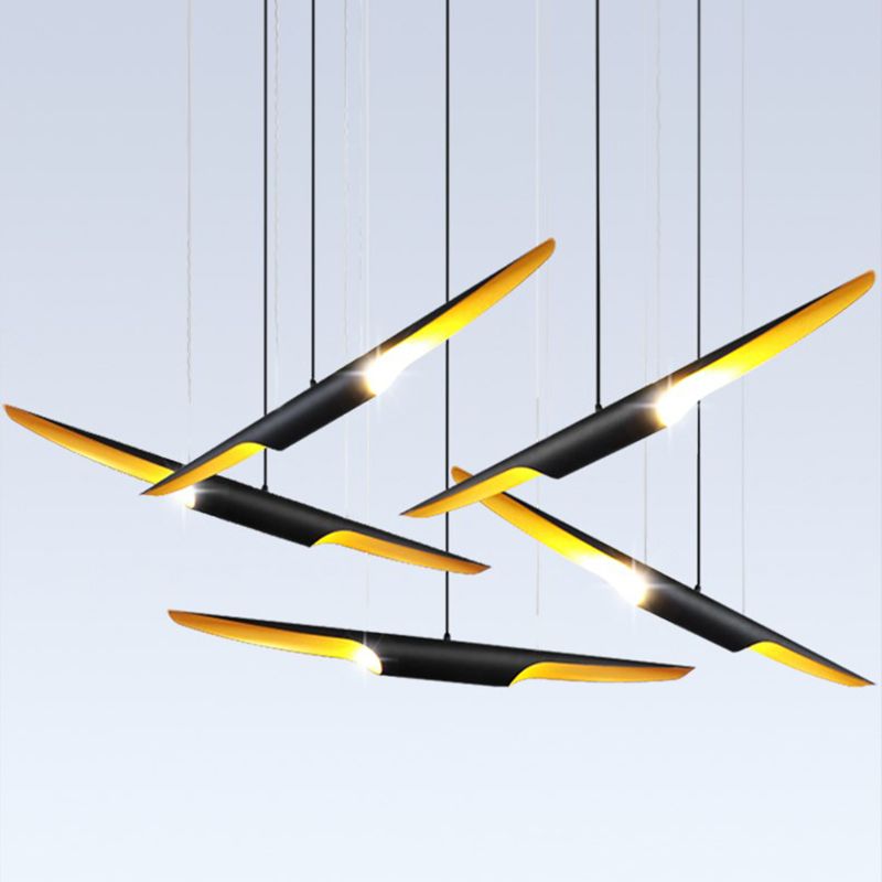 Industrial Pendant Light Linear Shape Island Lamp with Metal Shade for Living Room