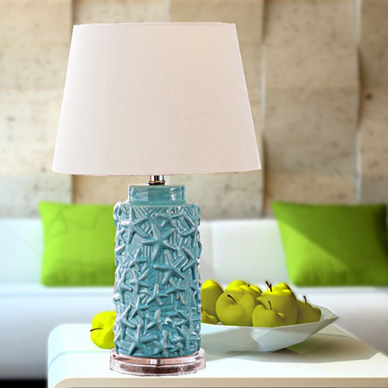 Bleu Barrel Shade Bureau Light Tissu traditionnel 1 Light d'étude LAMPLE DE LA LAVE DE RABLÈTE D'ÉTUDE POUR CHAMBRE