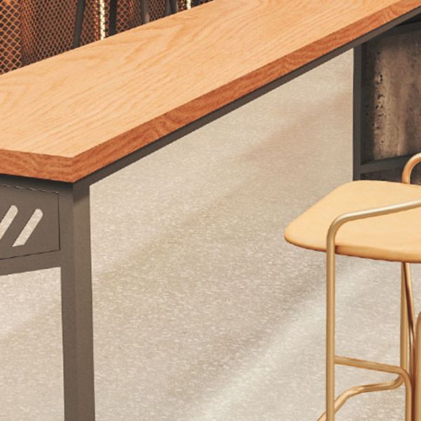 Rectangle Solid Wood Top Bistro Table Industrial Pub Table with Metal Base