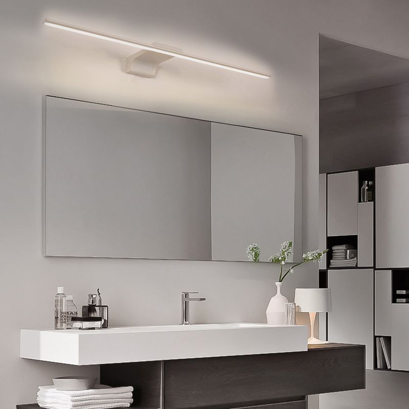 Acconde da muro di tonalità lineare a 1 luce moderna moderna illuminazione da parete specchio in stile semplice in bianco
