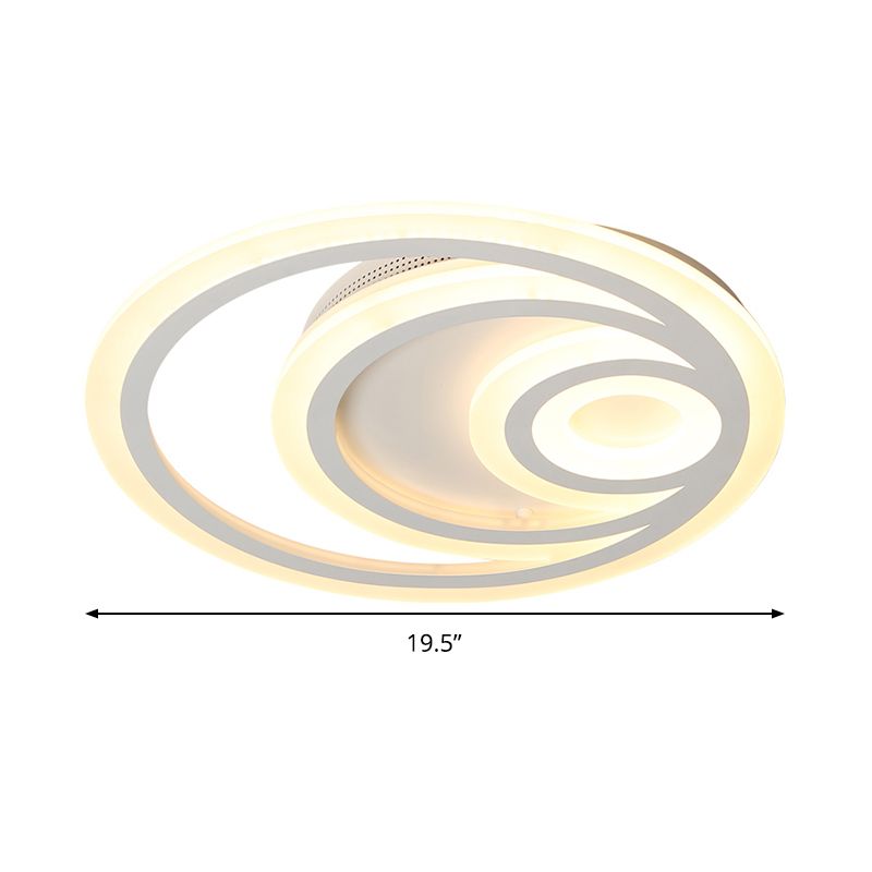 16"/19.5" Wide Ripple Acrylic Flush Mount Light Minimalist White LED Ceiling Lighting, Warm/White/3 Color Light