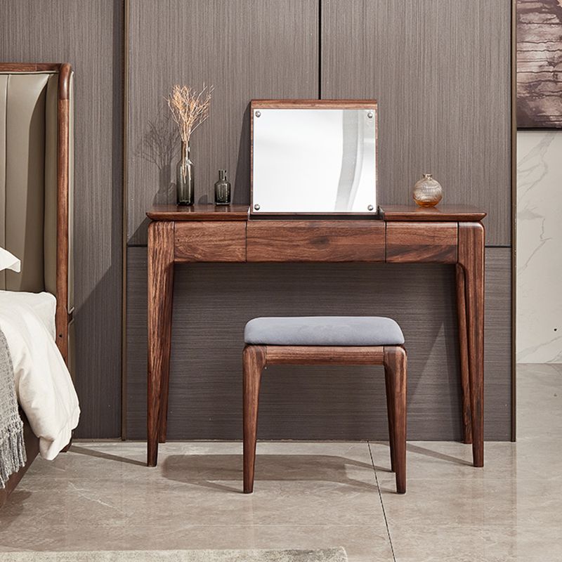 2 Drawer & Jewelry Vanity Desk Brown Wood Makeup Vanity Desk