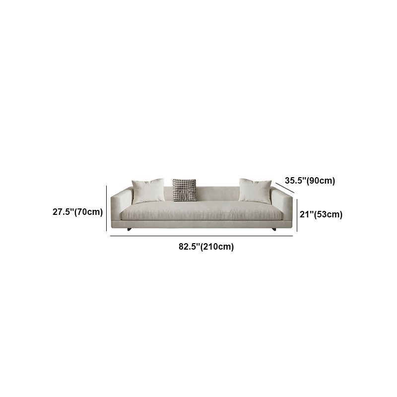 Flannelette Sectional Square Armrest Latex/down Upholstery Filled White Sofa