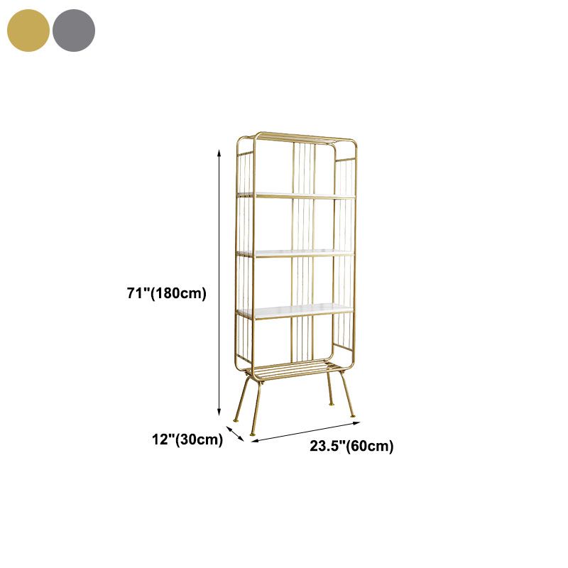 12" W Metal Frame Bookshelf Modern Black / Gold Open Storage Bookcase